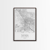 Tucson Street Map, Arizona Map, City Map Print, Modern Wall Art, Wall Art, Canvas Print, Minimal Wall Art, Family Gift, Travel Wall Décor