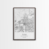 Tulsa Street Map, Oklahoma Map, City Map Print, Modern Wall Art, Wall Art, Canvas Print, Dorm Room Décor, Gift For Husband, Travel Art Print
