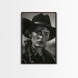 Intense Black and White Portrait of a Female Cowboy for Western Wall Art, Canvas Prints, Rustic Home Decor, Living Room Art, Bedroom Art
