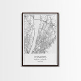 Yonkers Street Map, New York Map, City Map Print, Minimalist Art, Wall Art, Canvas Print, Travel Wall Art, Map Gift, Dorm Room Decor