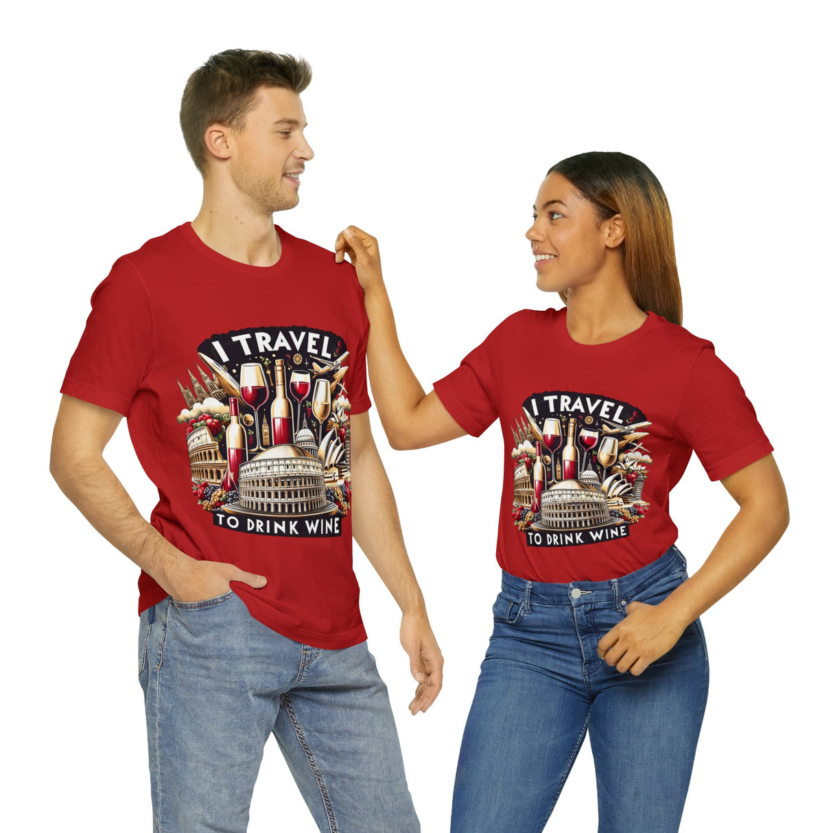 "I Travel to Drink Wine" full color T-shirt