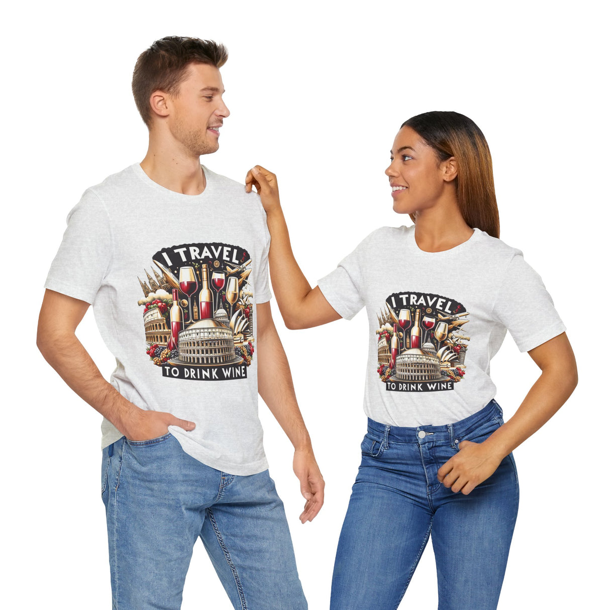 "I Travel to Drink Wine" full color T-shirt
