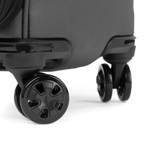 Close-up of the 360° spinner wheels on the Travelpro Crew Classic medium check-in spinner
