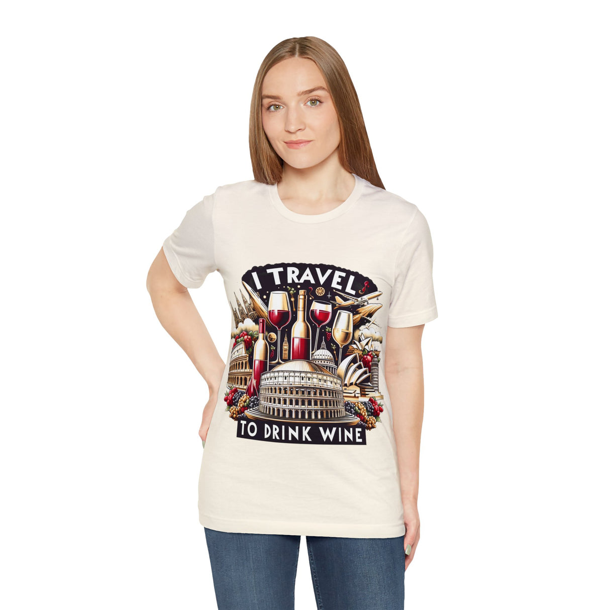 "I Travel to Drink Wine" full color T-shirt