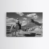 Lonesome Canyon Arizona Framed Canvas Print, Cowboy Print, Black and White Photography Wall Art, Country Farmhouse Decor, Metal Print