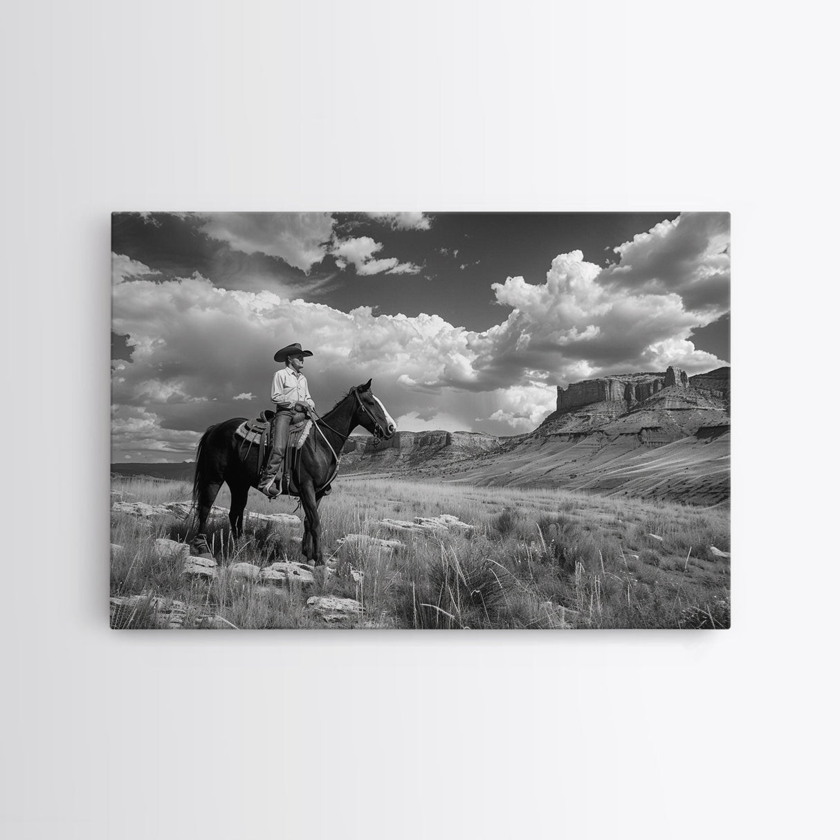 Arizona Cowboy Black and White Photography Print, Framed Canvas Print or Metal Art, Western Decor, Country Art, Living Room Art