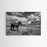 Arizona Cowboy Black and White Photography Print, Framed Canvas Print or Metal Art, Western Decor, Country Art, Living Room Art