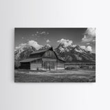 Old Barn Wall Art, Framed Canvas Print or Metal Art, Rustic Homestead Framed Canvas Art, Vintage Old Barn Black and White Wall Art