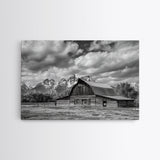 Old Barn Wall Art, Framed Canvas Print or Metal Art, Rustic Homestead Framed Canvas Art, Vintage Old Barn Black and White Wall Art