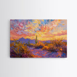 Saguaro Cactus Pop Art Oil Painting Canvas Print, Sedona Arizona, Grand Canyon Painting, Desert Landscape, Southwestern Decor, Kitsch Art