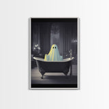 Funny Ghost In a Bathtub Halloween Decor, Halloween Art Canvas Print, Spooky Ghost Wall Art, Fall Decoration, Halloween wall decor