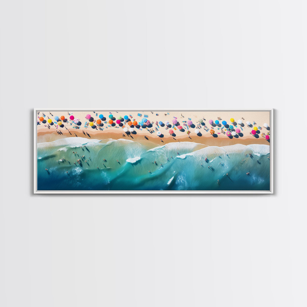 Bird's Eye View Of The Beach, Framed Canvas Print, Beach Seascape Oil Painting Print, Pebble Beach, Myrtle Beach Art, Charleston Art