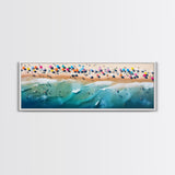 Bird's Eye View Of The Beach, Framed Canvas Print, Beach Seascape Oil Painting Print, Pebble Beach, Myrtle Beach Art, Charleston Art
