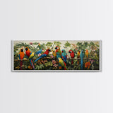 Birds Of Paradise, Parrot Print, Tropical Art, Framed Canvas Print, Beautiful Above Sofa Wall Art, Guest Room Decor