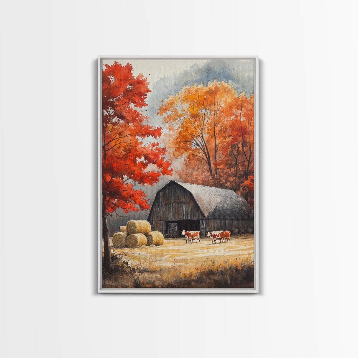 Fall Decor, Barn Amongst The Falling Leaves, Farmhouse Decor, Fall Art, Autumn Decor, Thanksgiving Seasonal Wall Art