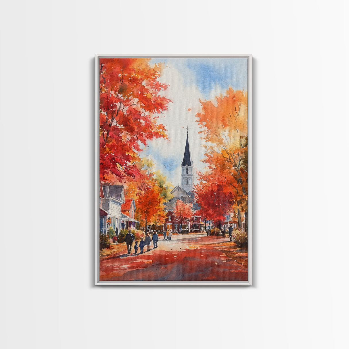 Rustic Red Barn And Tractor In Fall Landscape Framed Canvas Print Autumn Farmhouse Wall Art Seasonal Country Decor Holiday Wall Art