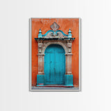 Change1 Mexican Wall Art, Colorful Mexican Door Architecture Painting Framed Canvas Print, Traditional Hacienda Architecture, Ready To Hang