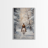 Cowboy by Window with Coffee Framed Canvas Print - Cozy Christmas Wall Art 2024 Rustic Holiday Decor and Gift Idea