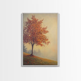 Framed Canvas Print of a Fall Landscape with Vibrant Autumn Tree and Leaves, Seasonal Wall Art, Best Gift Idea, Modern Farmhouse Decor
