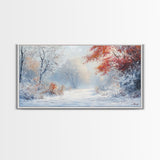 Cozy Cabin in the Snow Framed Canvas Print, Ideal Christmas Holiday Wall Art for Winter Wonderland Decor and Festive Home Interiors