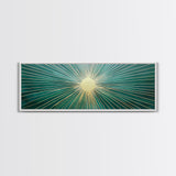 Boho Sunburst Canvas Print, Retro Vibes, Eclectic Wall Art, Large and Wide Horizontal Panoramic Framed Canvas, Minimalist Above Bed Decor