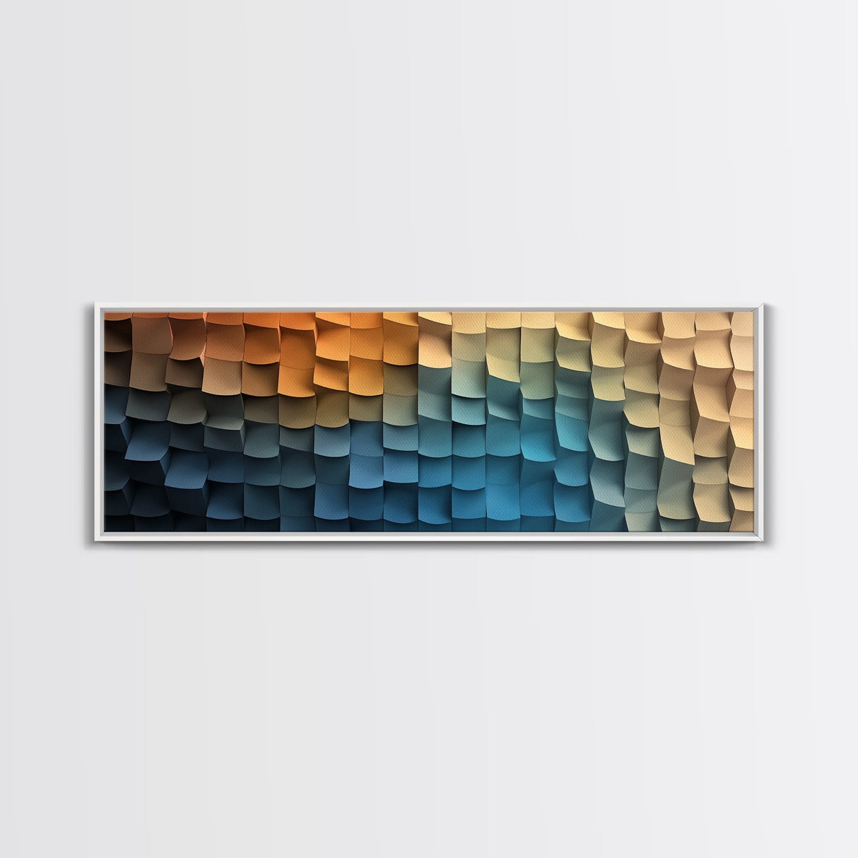 Abstract Art - Coastal Cubism - Framed Canvas Print - Panoramic Geometric Art - Unique Home Decor