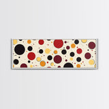 Polka Dots - Framed Canvas Print - MCM Inspired Midcentury-Modern Wall Art - Red, Yellow and Black Dots on a White Background