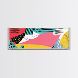 90s Inspired Abstract Retro Wall Art, Canvas Print, Cheetah Print Polka Dots, Geometric Wall Art, Pink and Turquoise and Black Wall Art