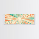 Mid Centery Modern Canvas Print - Framed MCM Style Wall Art, Orange and Green Star Burst - Art Deco Modern Art - Above Sofa Decor