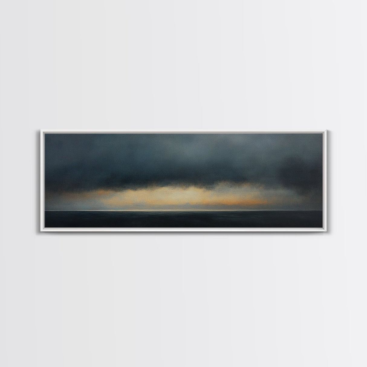 Prelude - Storm Over The Calm Sea - Framed Canvas Print - Dark and Moody Decor - Seascape Painting - Unique Wall Art