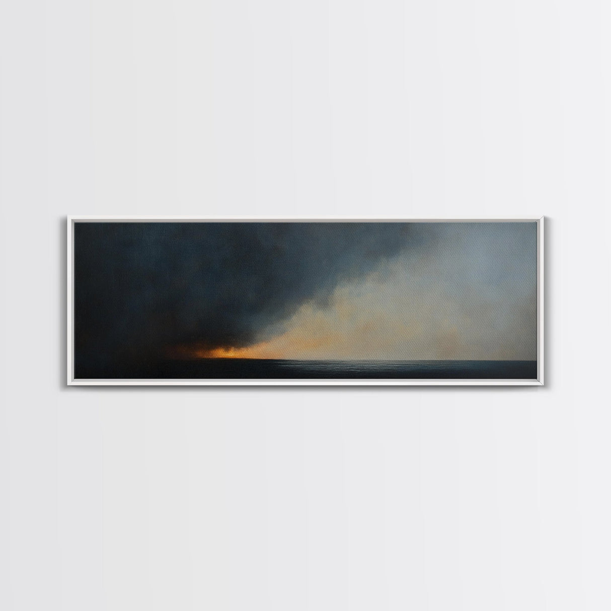Storm Clouds Rolling In - Framed Canvas Print - Dark and Moody Landscape Painting - Seascape Painting - Ocean Art - Nautical Decor