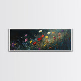 Wildflowers At Midnight Framed Canvas Print, Moody Decor, Boho Minimalist Wall Art, Modern Art, Floral or Botanical Wall Art