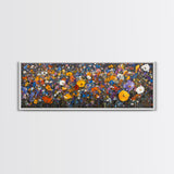 Field of Flowers - Floral Decor - Boho Farmhouse Wall Art Framed Canvas Print - Minimalist Decor - Cute Vibrant Wall Art