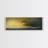 Storm On The Bay Framed Canvas Print, Dark and Moody Home Decor, Dark Art, Wood Framed Abstract Seascape Painting