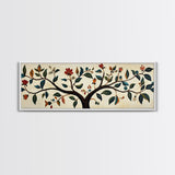 Wabi Sabi Inspired Botanical Print, Panoramic Canvas Art, Boho Style Textile Wall Art Print, Above Bed Or Sofa, Guest Room Decor