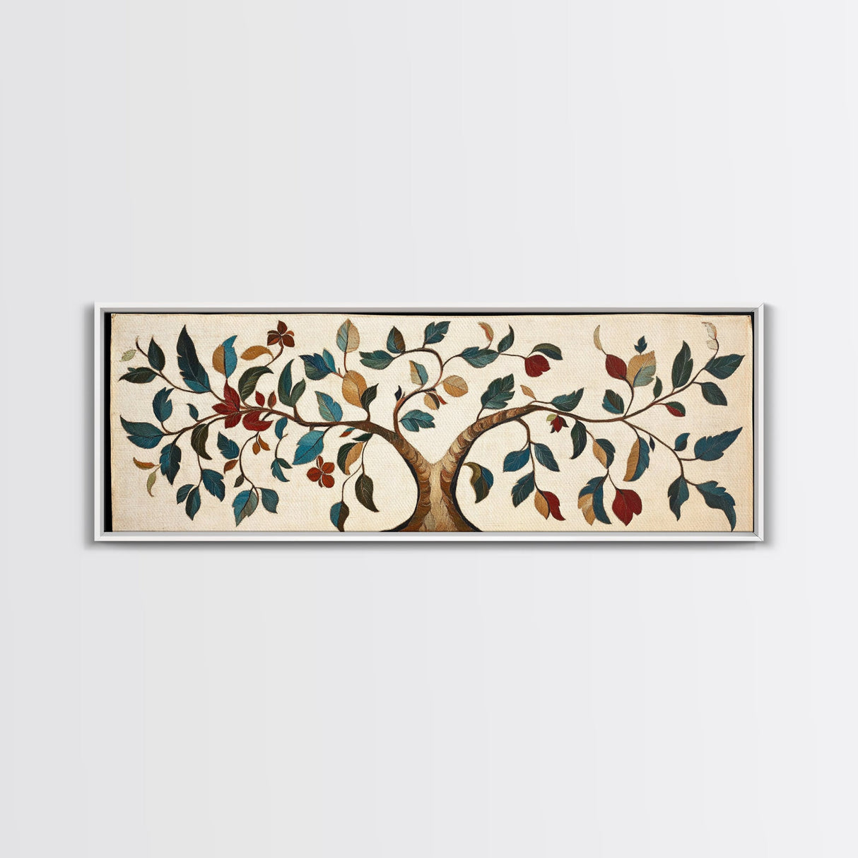 Textile Tree Print - "The Giving Tree" - Framed Canvas Print - Boho Style Wall Art