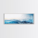 Splash of Waves In The Ocean, Framed Canvas Print, Nautical Seascapes Wall Art