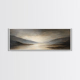 Moody Seascape Wall Art, Framed Canvas Print, Horizontal Panoramic Wall Art, Cloudy Day, Large and Wide Calm Decor, Modern Wall Art