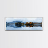 Calm - Reflections In The Lake On An Overcast Day - Panoramic Print - Original Painting Print - Landscape Oversized Painting Art