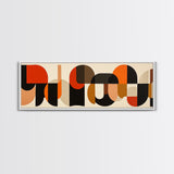 Mid-century Modern Wall Art, Framed Panoramic Art, Earth Tones, Subdued Artwork, Geometric Patterns, Above Couch or Sofa Art