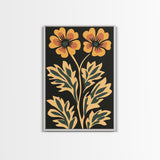 Beautiful Boho Wild Flower Wall Art Canvas Print, Framed Canvas Wall Art Botanical Print Boho Minimalist Home Decor For Living Room