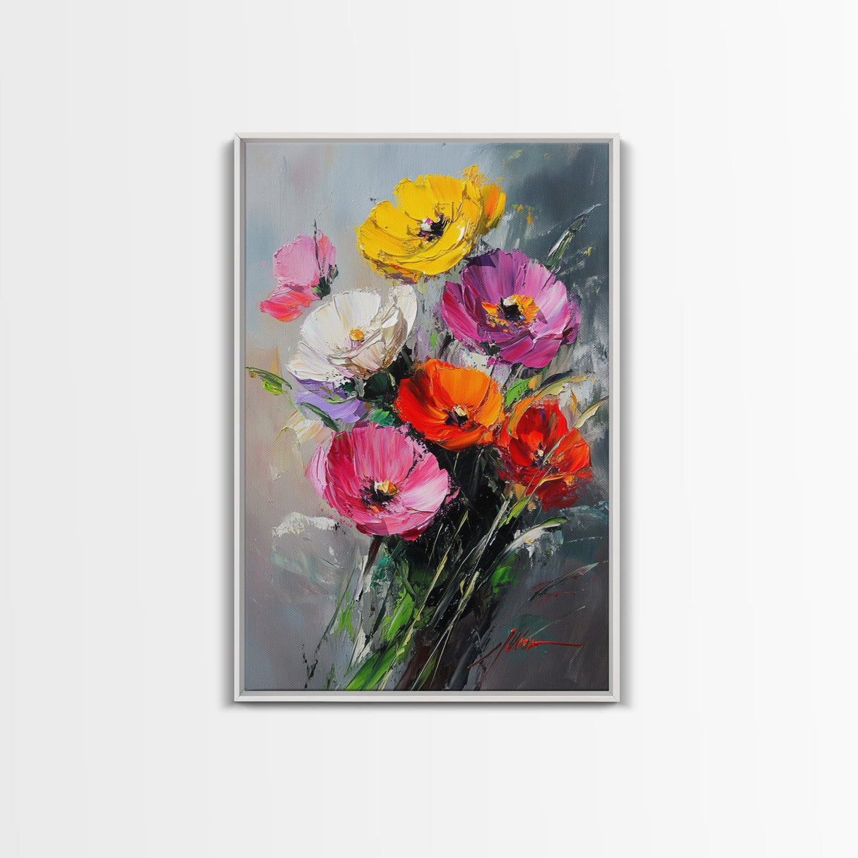 Wild Flower Painting Print On Canvas, Wood Framed Wall Art, Original Art, Flowers Painting, Floral  Print, Modern Art, Living Room Wall Art