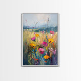 Small Wild Flower Painting Print, Wood Framed Canvas, Botanical Wall Art, Extra Large Art, Oversized Home Decor, Gallery Wall Decor, Wildflower Art