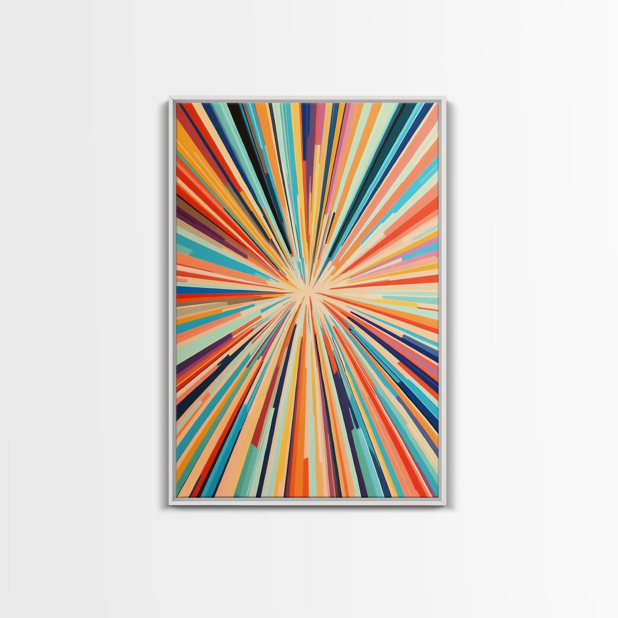 Mid Century Modern Art - Light Speed Tunnel - Vertical Tall Narrow Wall Art - Retro Loft Art - Large Wall Art Painting - Geometric Abstract MCM Art