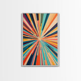 MCM Mid Century Modern Retro Canvas Print Modern Wall Art Narrow Vertical Geometric Home Decor Art in Teal, Coral Yellow