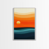 Abstract Sunset Over The Ocean Art Deco Style Wall Art Canvas Print, Beautiful Wall Art, Vertical Living Room Decor