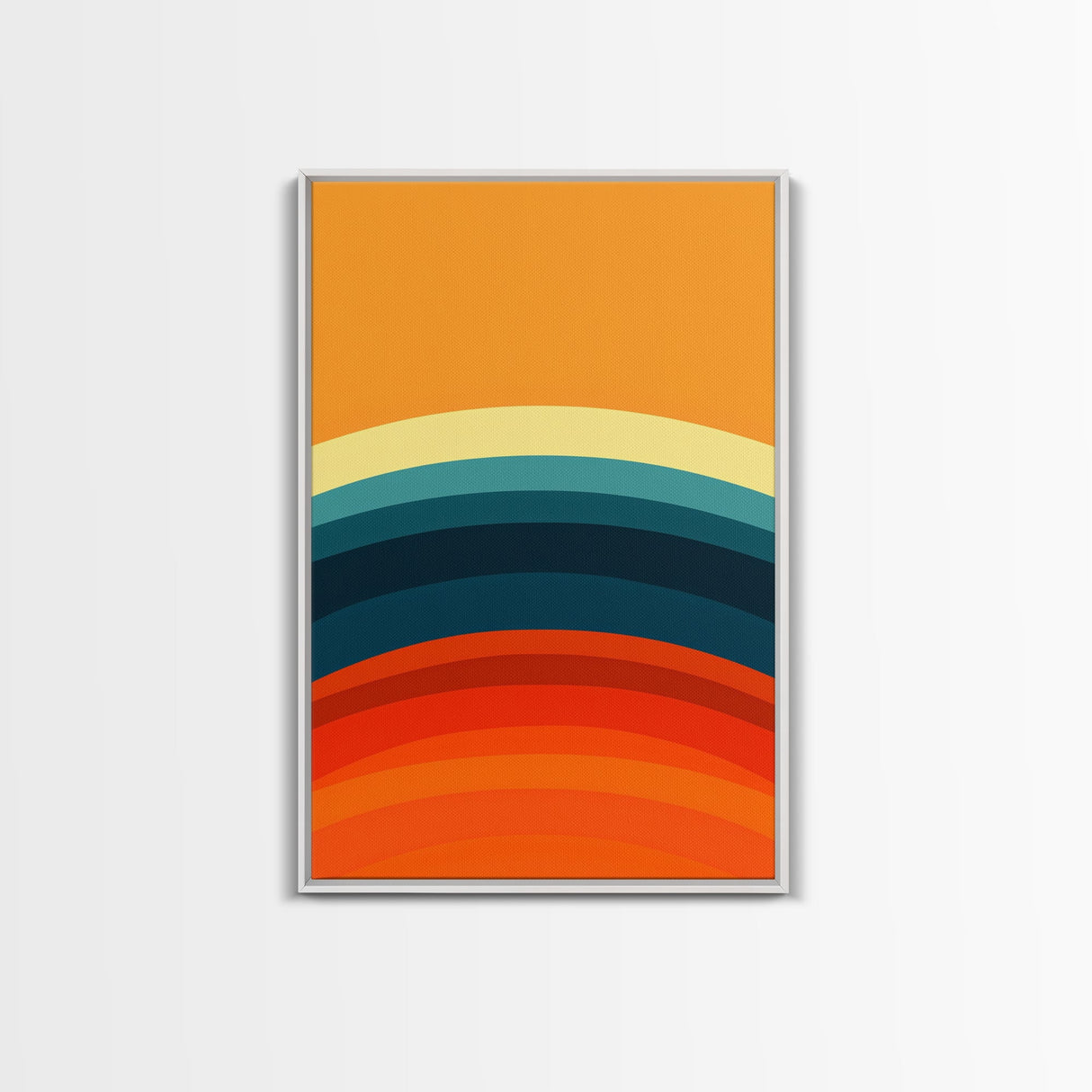 Shades Of The Sun Gradient Painting Print, Wood Framed Canvas, Minimalist Wall Art, Art Deco Inspired Living Room Decor