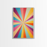 Quill Grey, Saffro Yellow, Rouge and Turquoise Mid Century Modern Wall Art, Star Burst Light Speed Tunnel, Boho Abstract Home Decor