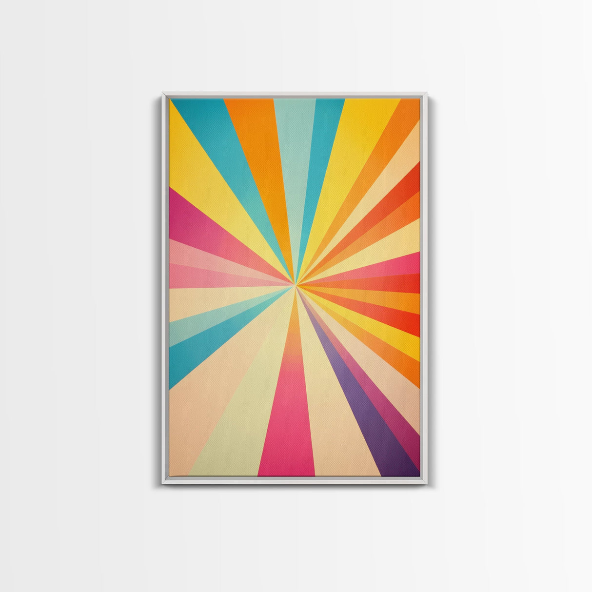 Raspberry Pink, Mikado Yellow, Cerulean and Orange Peel Wall Art, Boho Mid Century Modern Home Decor, Minimalist Canvas Print