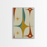 1950s Style Retro Starburst, Pastel Colors, Canvas Print, MCM Wall Art Home Decor
